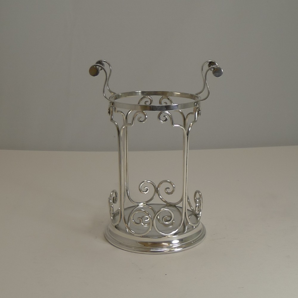 antique english silver plated wine bottle caddy holder c1900 by james dixon
