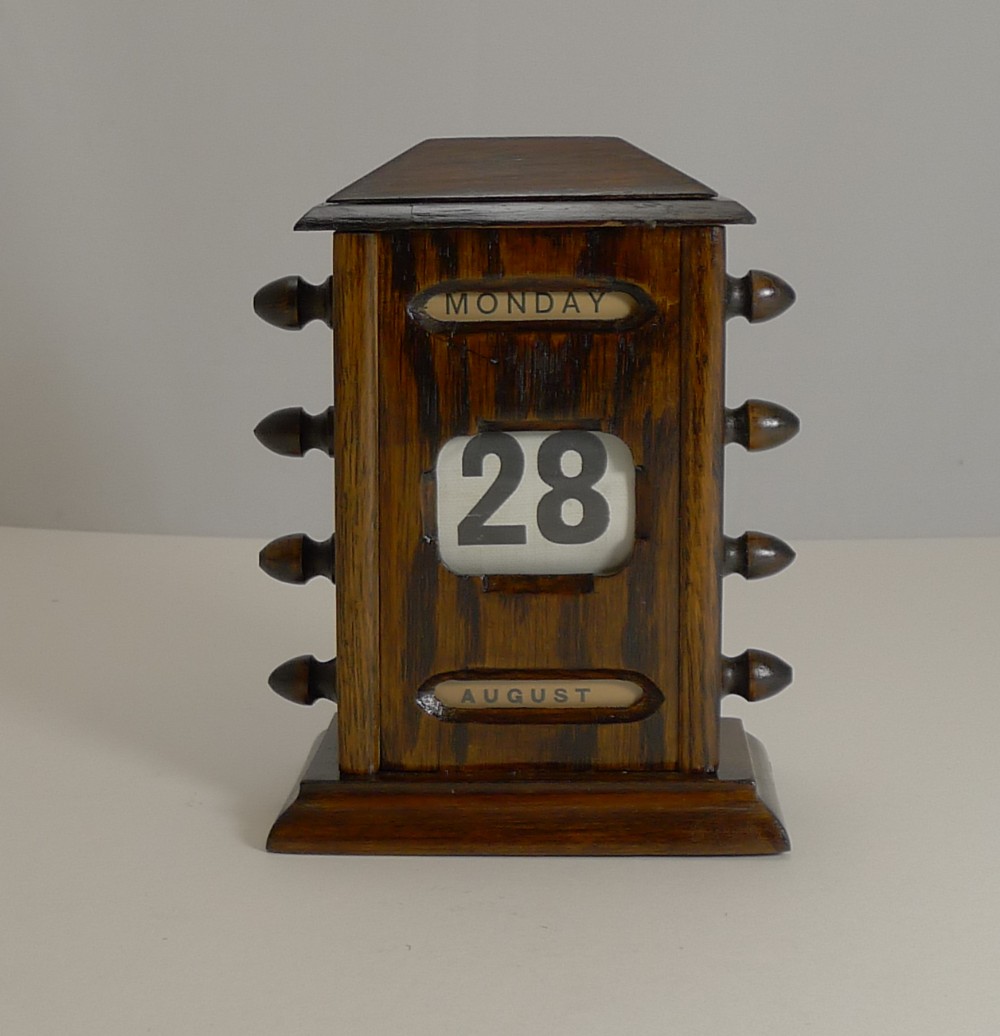 small antique english oak desktop perpetual calendar c1900