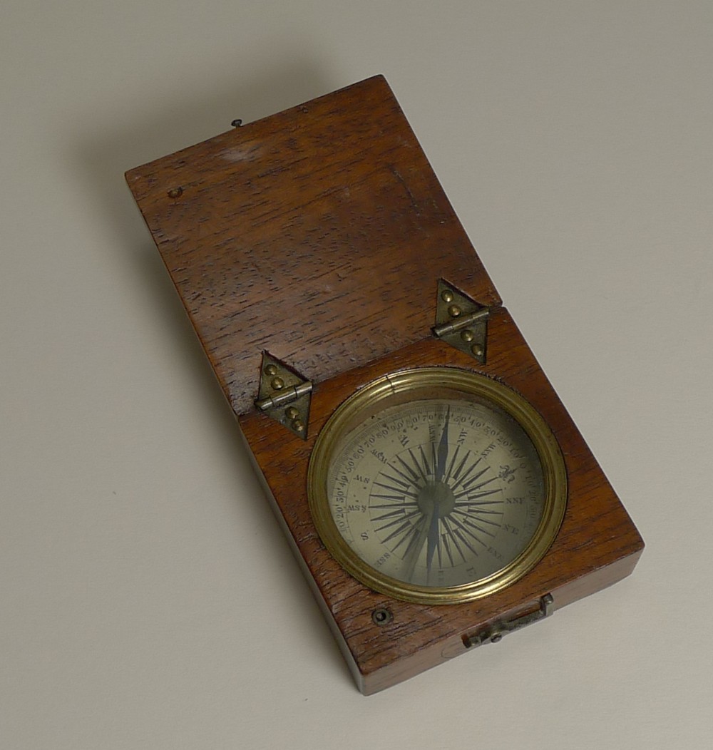 small english georgian pocket compass c1800 in mahogany case