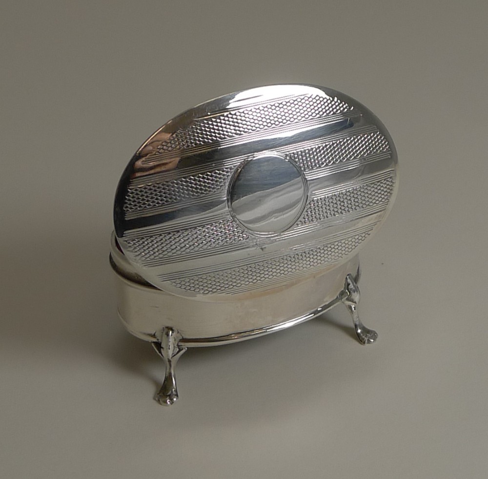 smart small english silver jewellery ring box 1926
