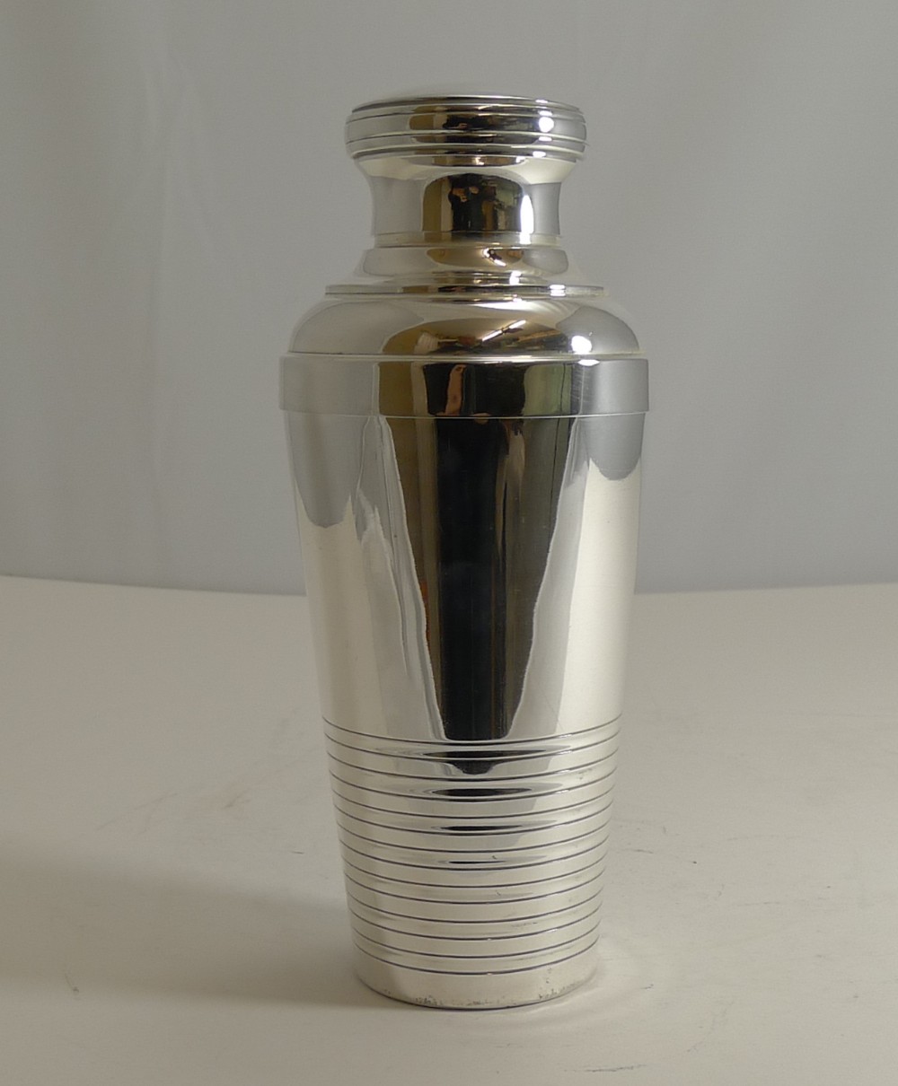 vintage french art deco silver plated cocktail shaker c1930