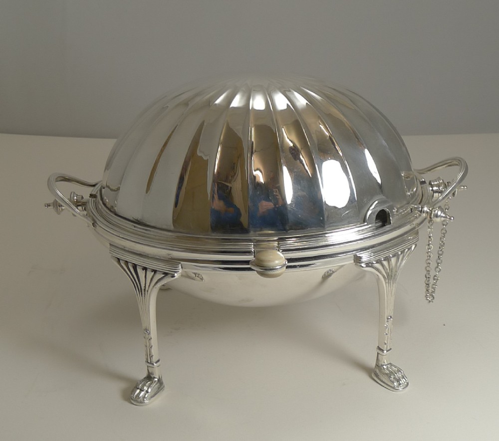 antique english silver plated revolving breakfast serving dish by mappin webb c1890