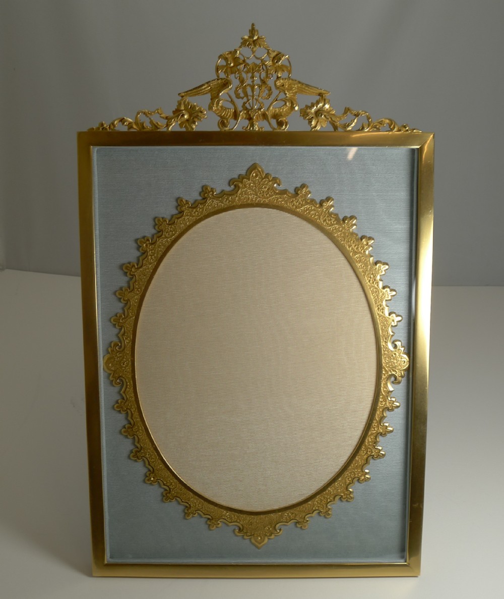 grand large antique french gilded bronze photograph frame c1900