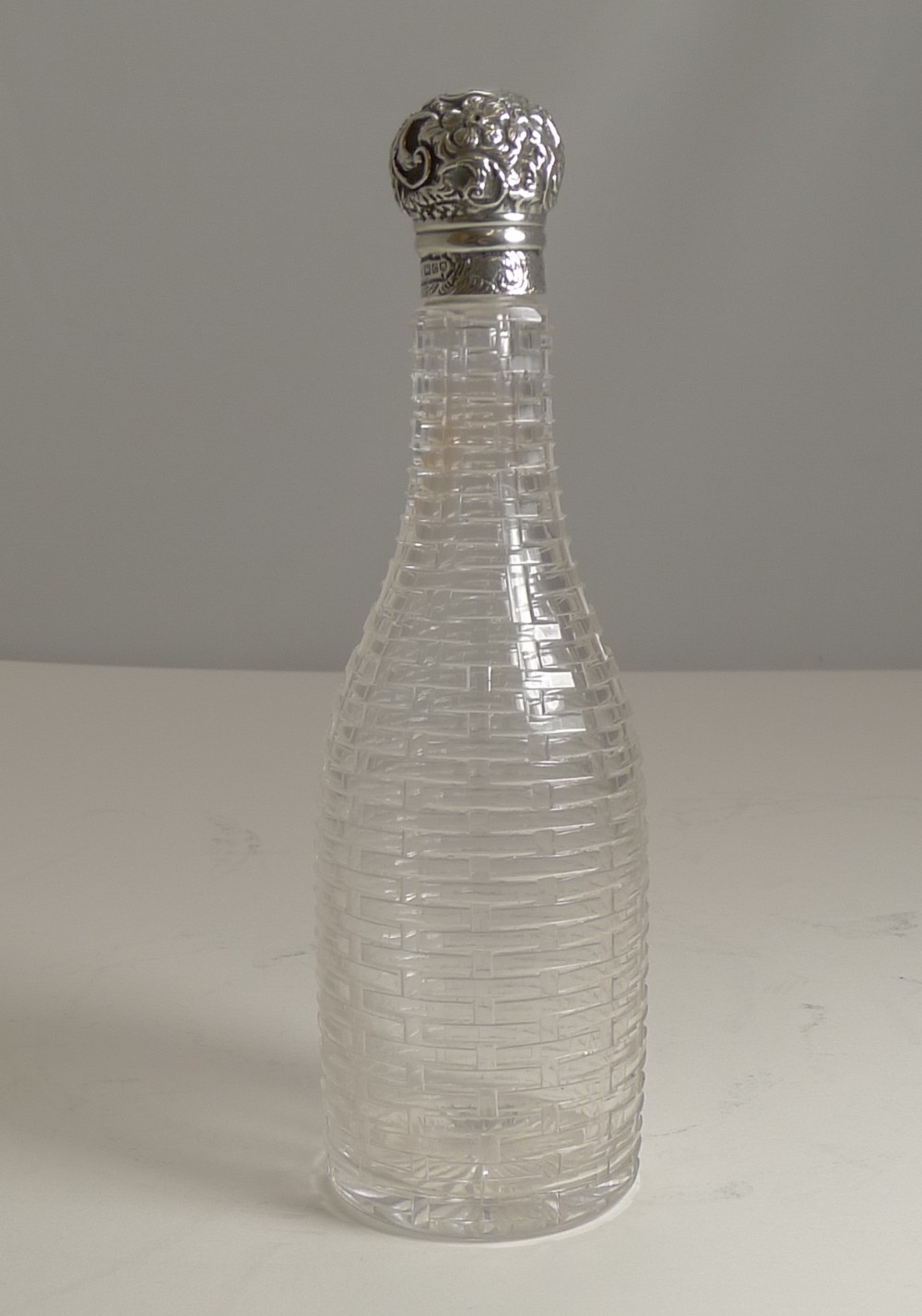 silver topped miniature champagne liquor bottle 1898
