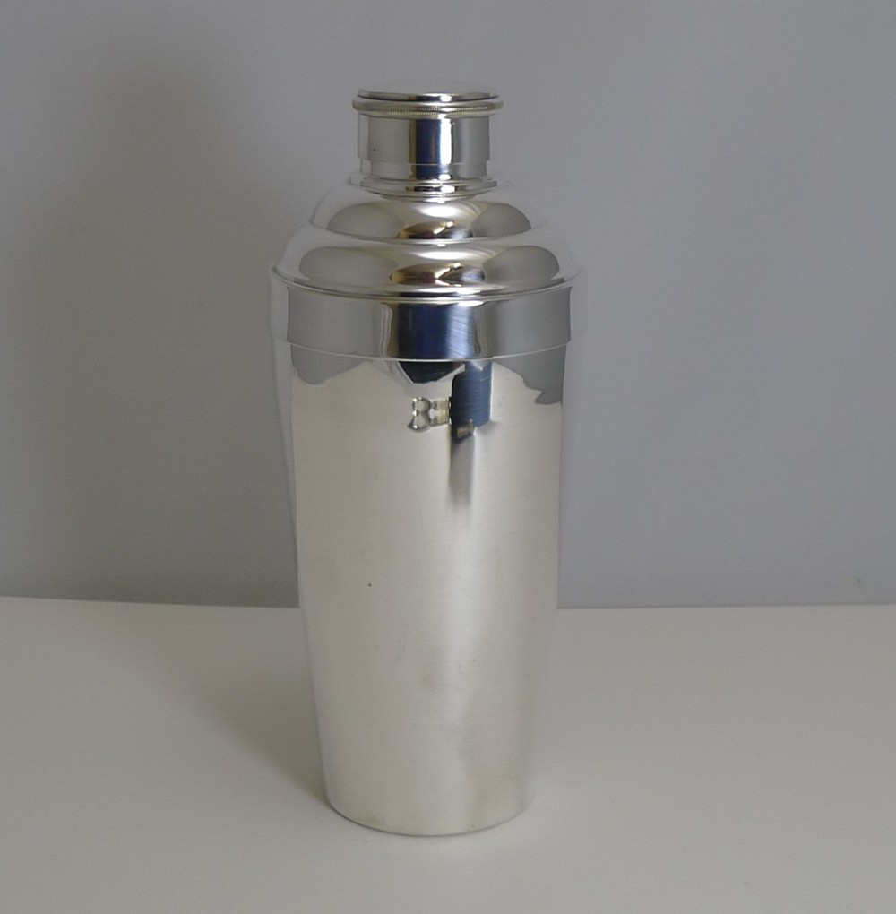 large french art deco silver plated cocktail shaker c1930