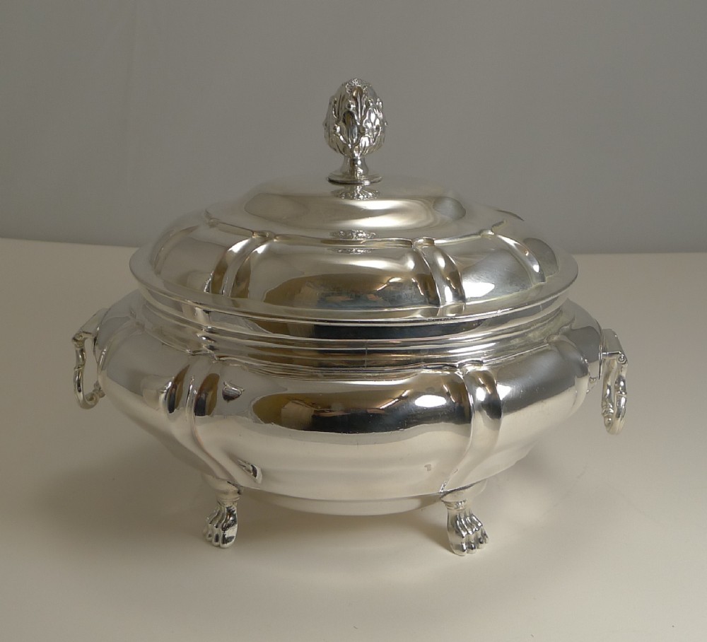 small antique english silver plated tureen c1850