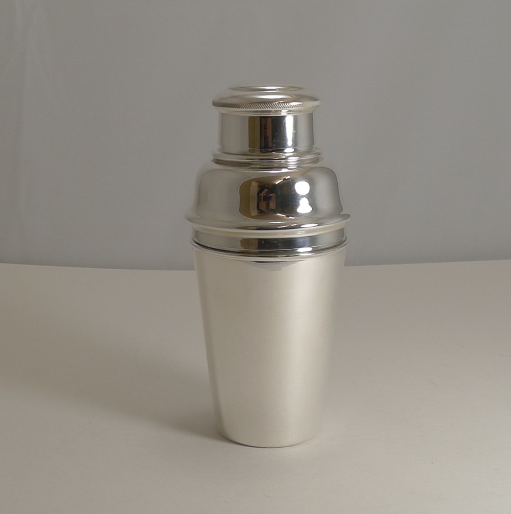 vintage english art deco silver plated cocktail shaker by hukin and heath c1930