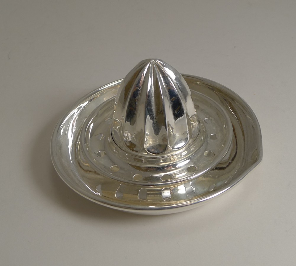english art deco cocktail bar lemon squeezer in silver plate c1930