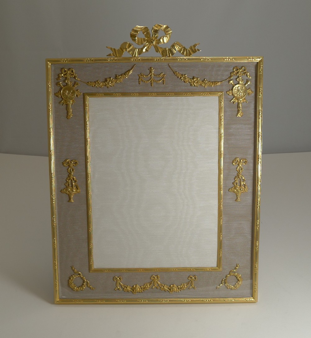 grand antique french gilded bronze photograph picture frame c1900
