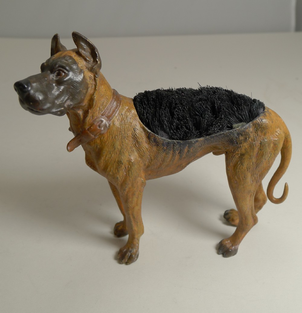 antique cold painted bronze pen nib wipe c1890 dog great dane