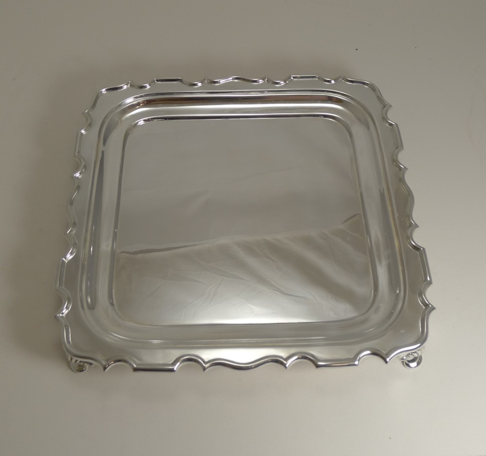 vintage english art deco silver plated cocktail drinks tray c1928