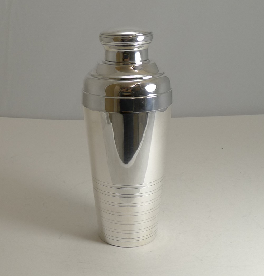 large art deco silver plated french cocktail shaker c1930