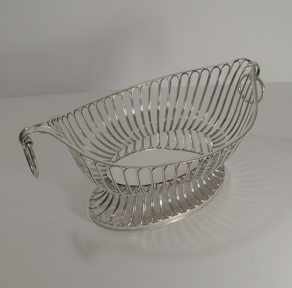 antique english footed silver plate bread basket c1880