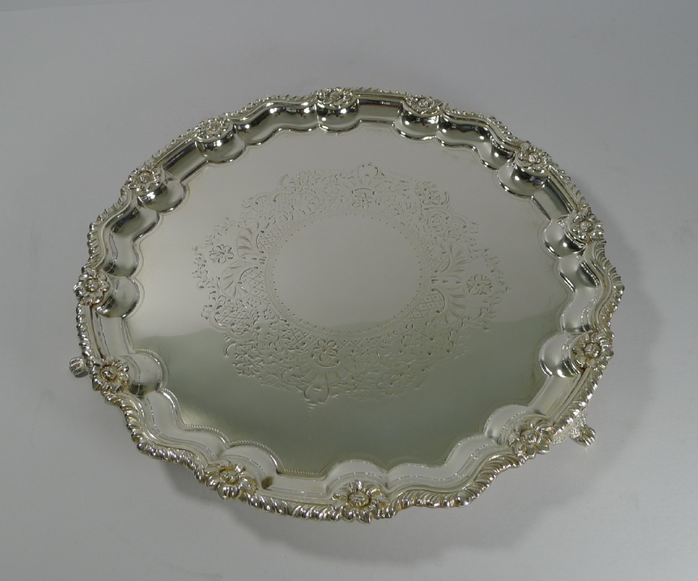 antique english silver plated salver or tray by james deakin c1880