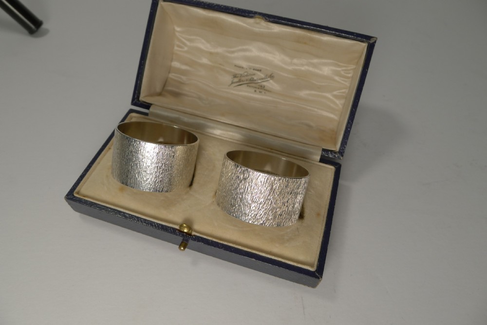 handsome pair english sterling silver napkin rings 1949