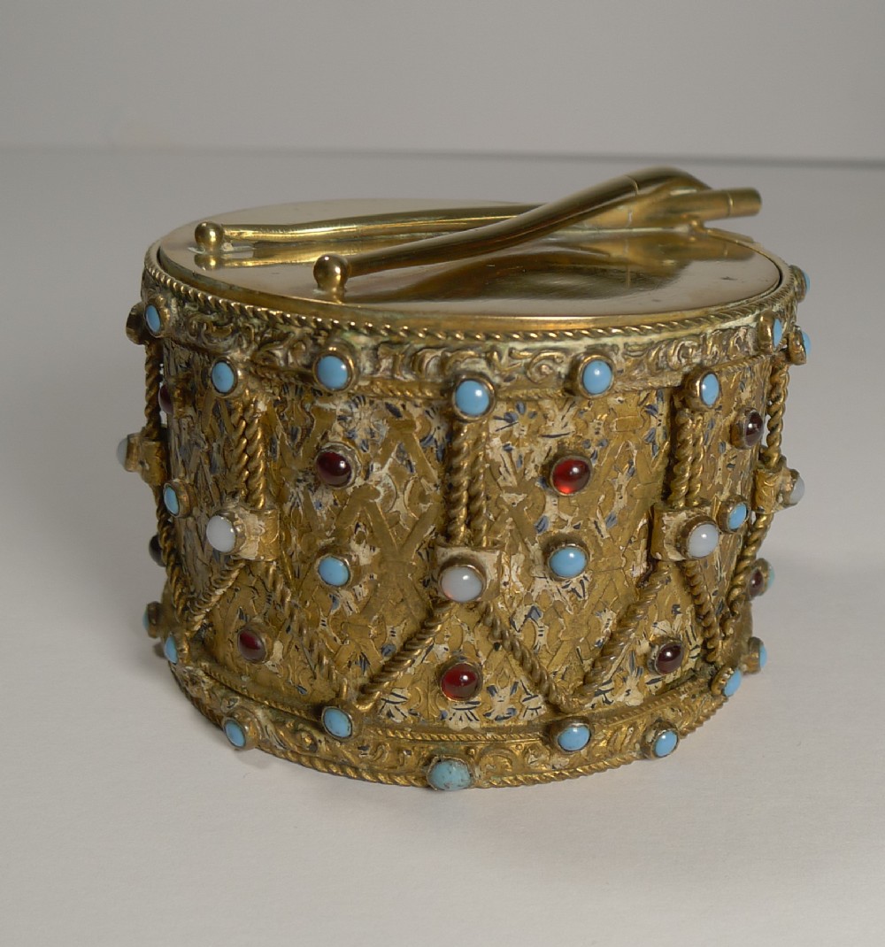 unusual austro hungarian jewelled box drum