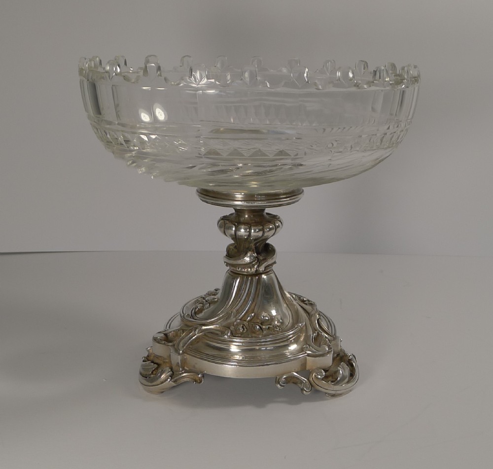 antique christofle et cie silvered bronze and crystal centrepiece c1900