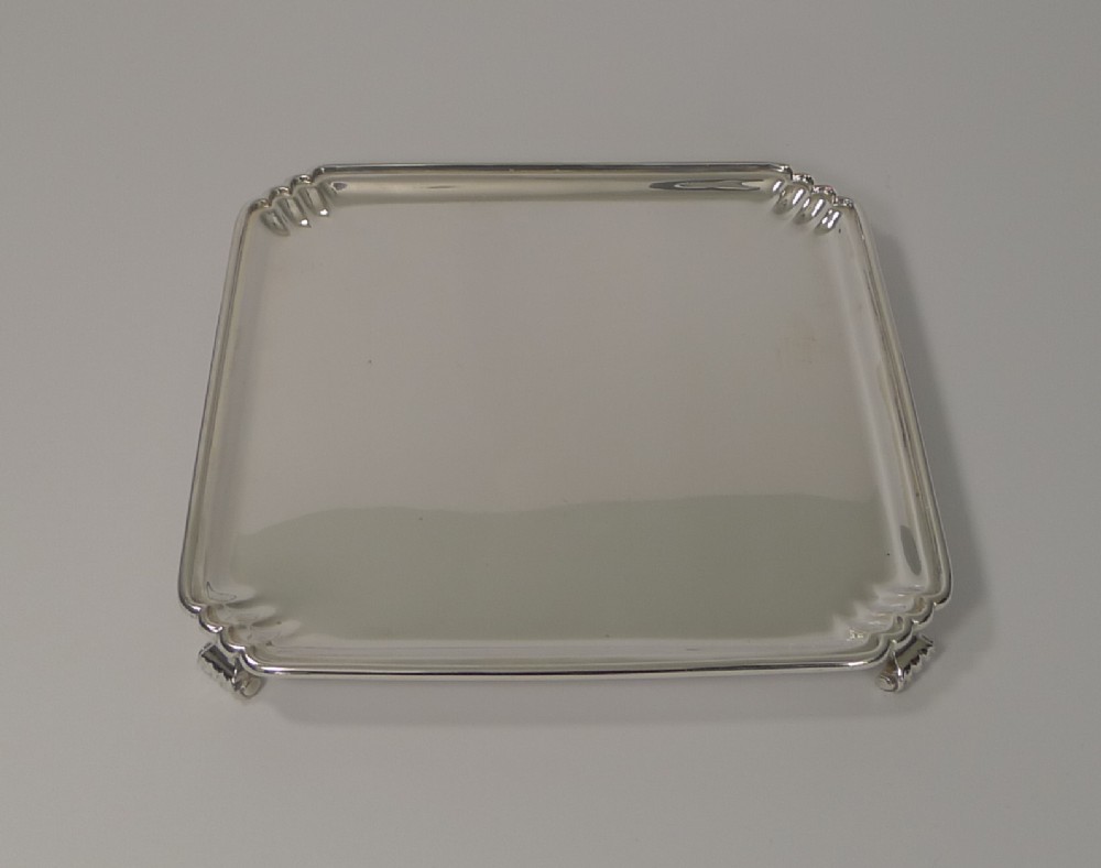small art deco silver plated salver tray by goldsmith's silversmith's co