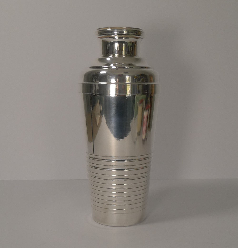 large french art deco silver plated cocktail shaker c1930