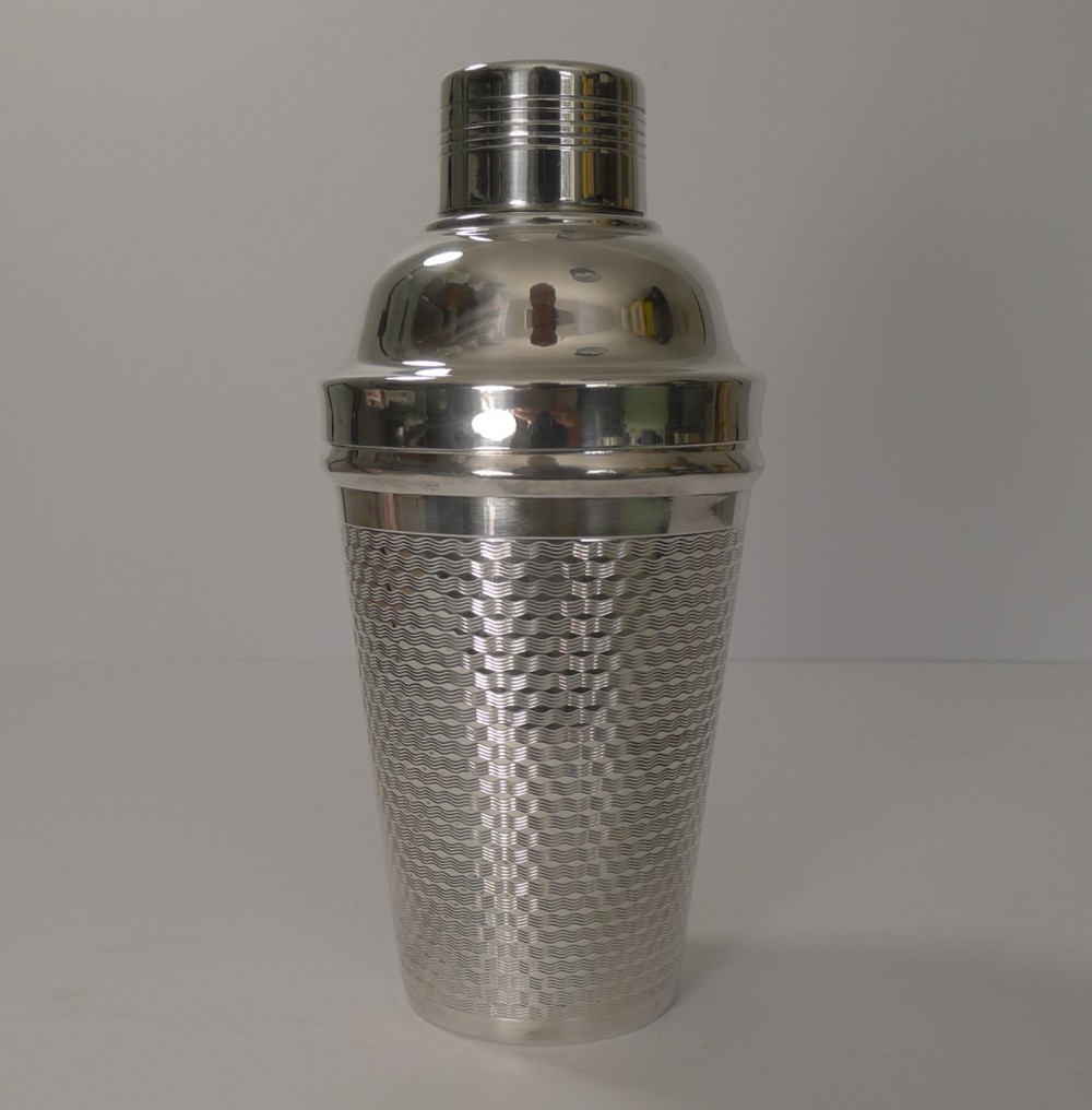 english art deco silver plated cocktail shaker c1930