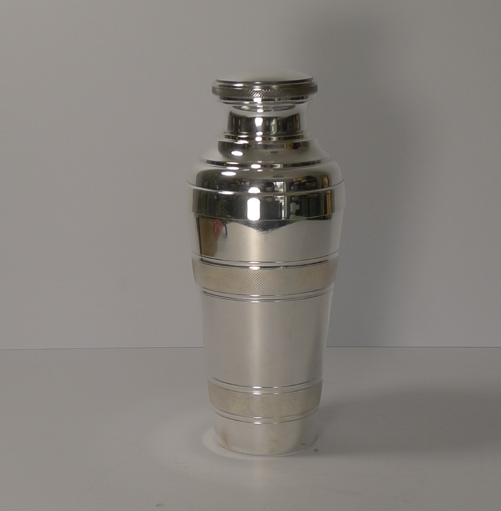 vintage french art deco silver plated cocktail shaker apollo c1930