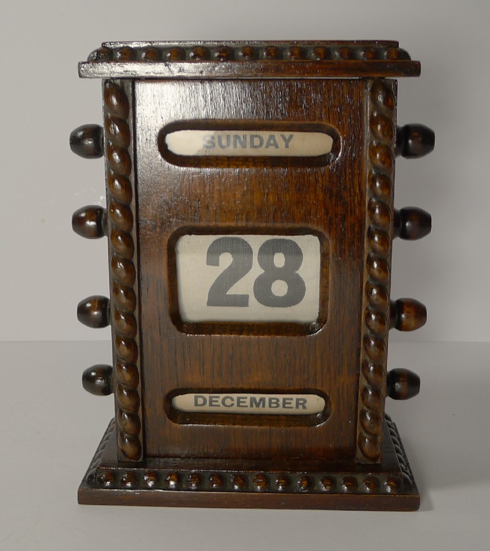 Small Antique English Oak Perpetual Calendar C.1900 729949 www