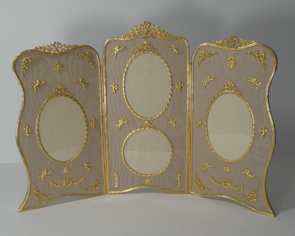 grandest french gilded bronze photograph picture frame c1900 cherubs