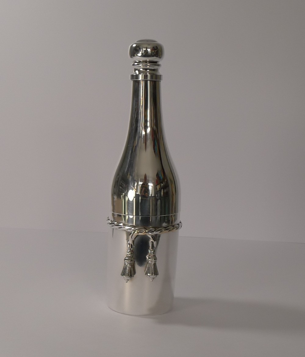 french silver plated champagne bottle cocktail shaker