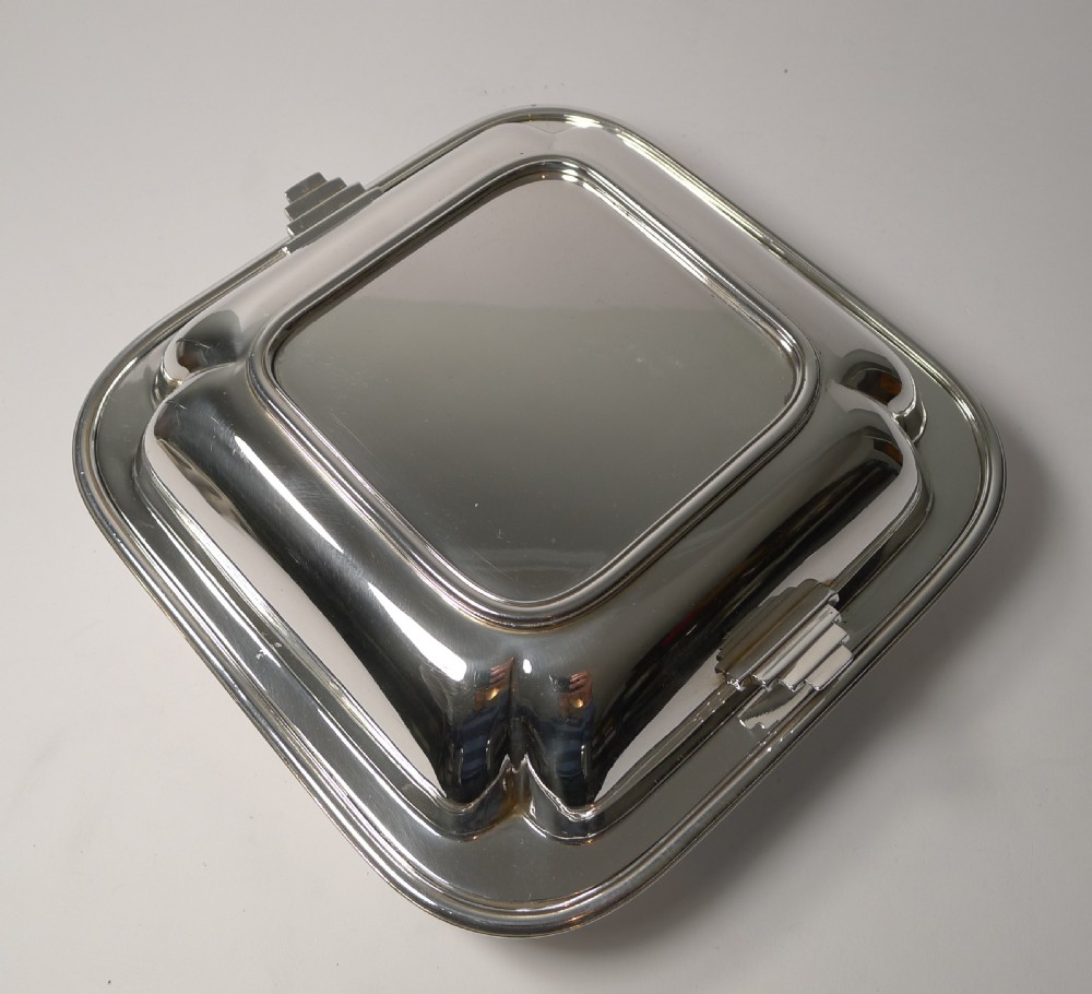 smart art deco entree dish silver plated by w g sissons c1930