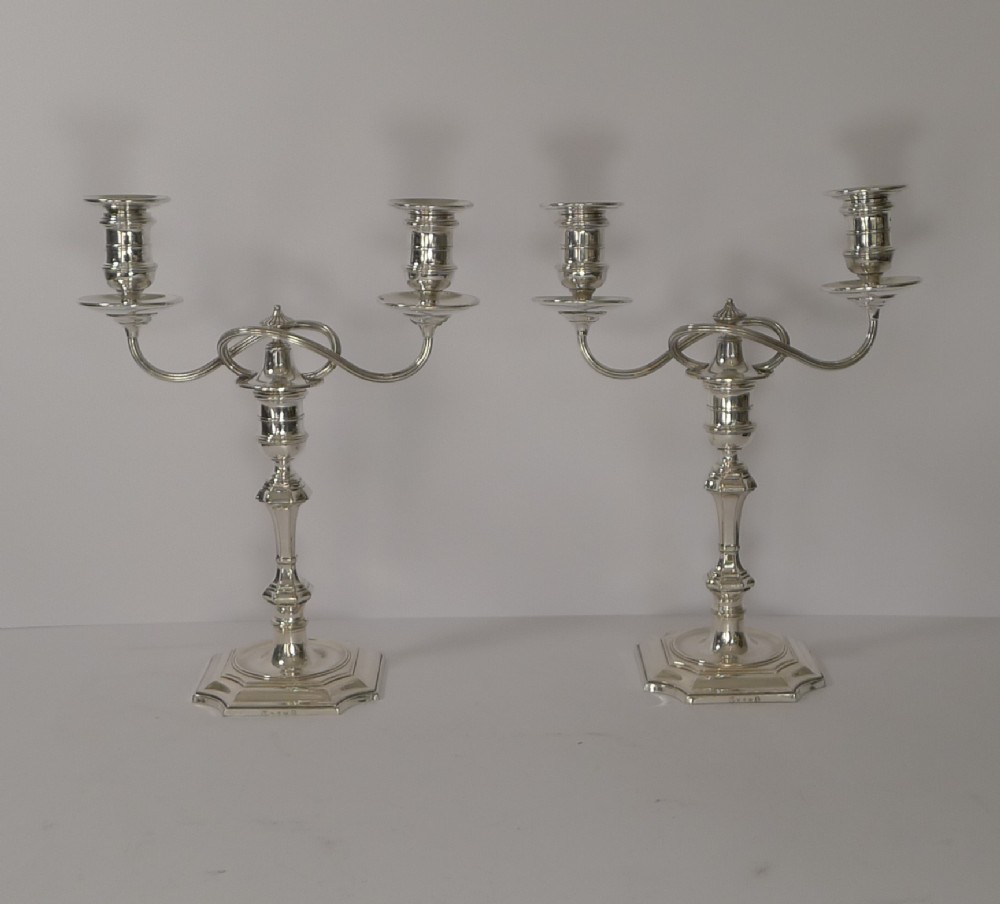pair antique elkington silver plated candelabra 1892