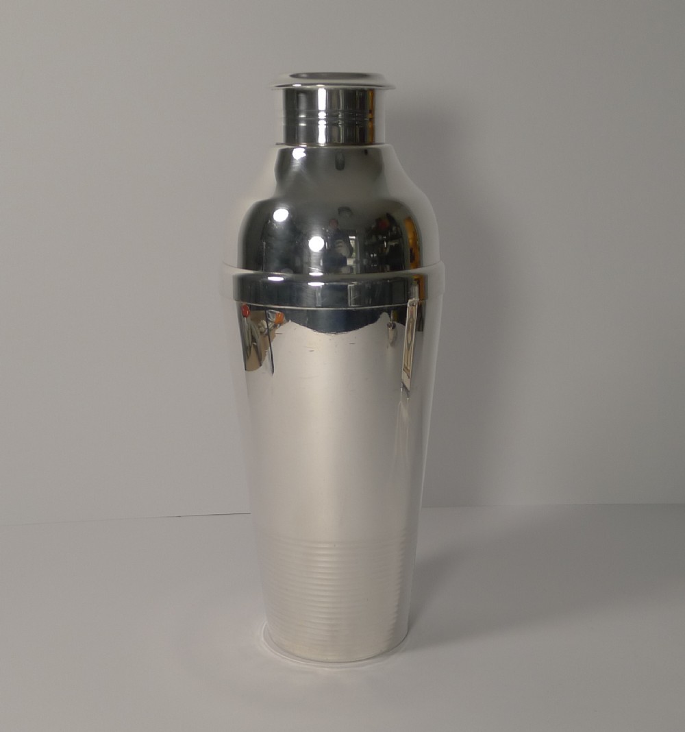 christofle gallia ondulations cocktail shaker by luc lanel c1935