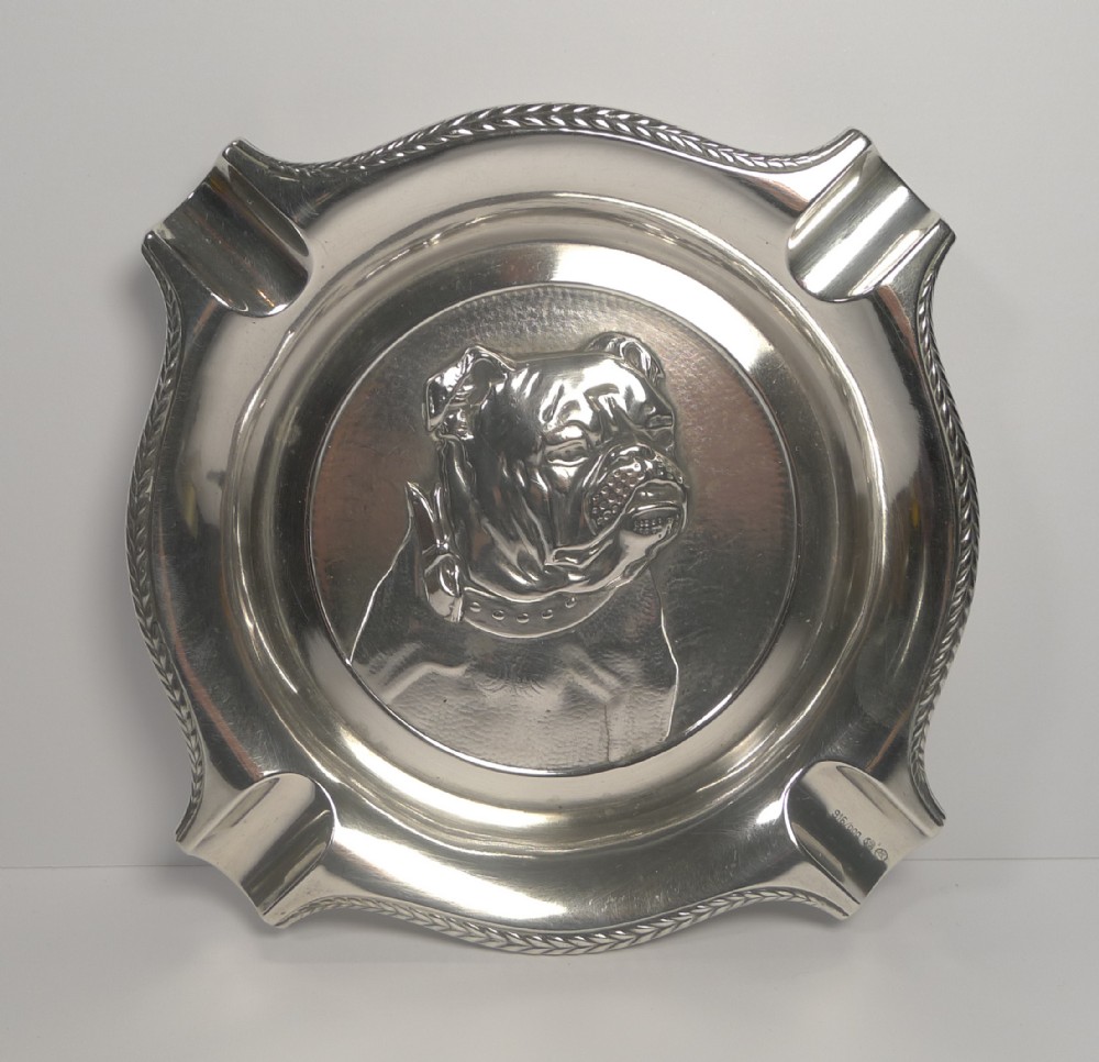 art deco spanish silver 916 000 cigar ashtray english bulldog c1940