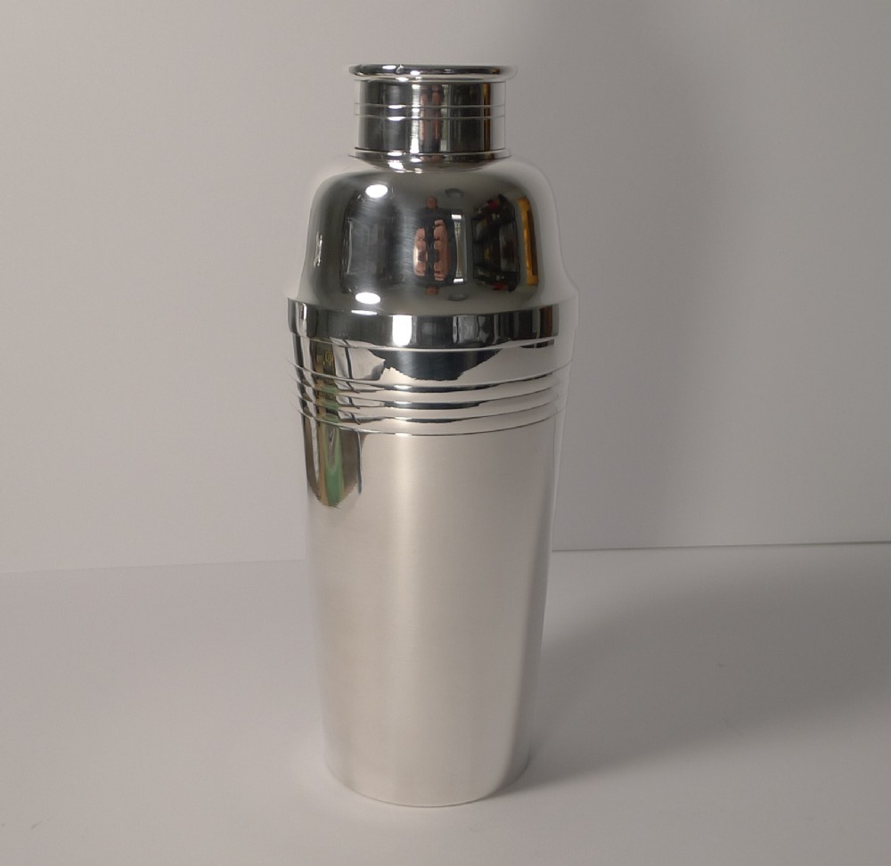 large vintage french silver plated cocktail shaker by lancel paris c1940