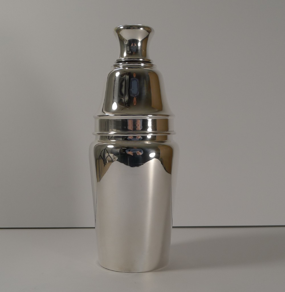 english art deco silver plated cocktail shaker by barker brothers c1930
