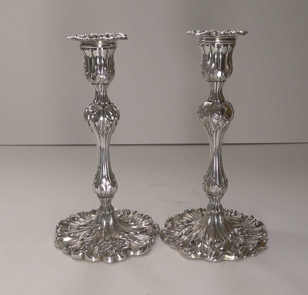 pair antique english art nouveau candlesticks c1900 art nouveau