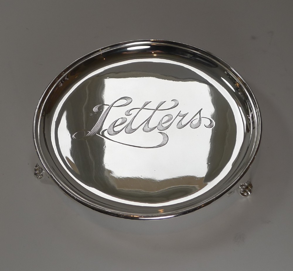 small silver plated letters tray by elkington 1907
