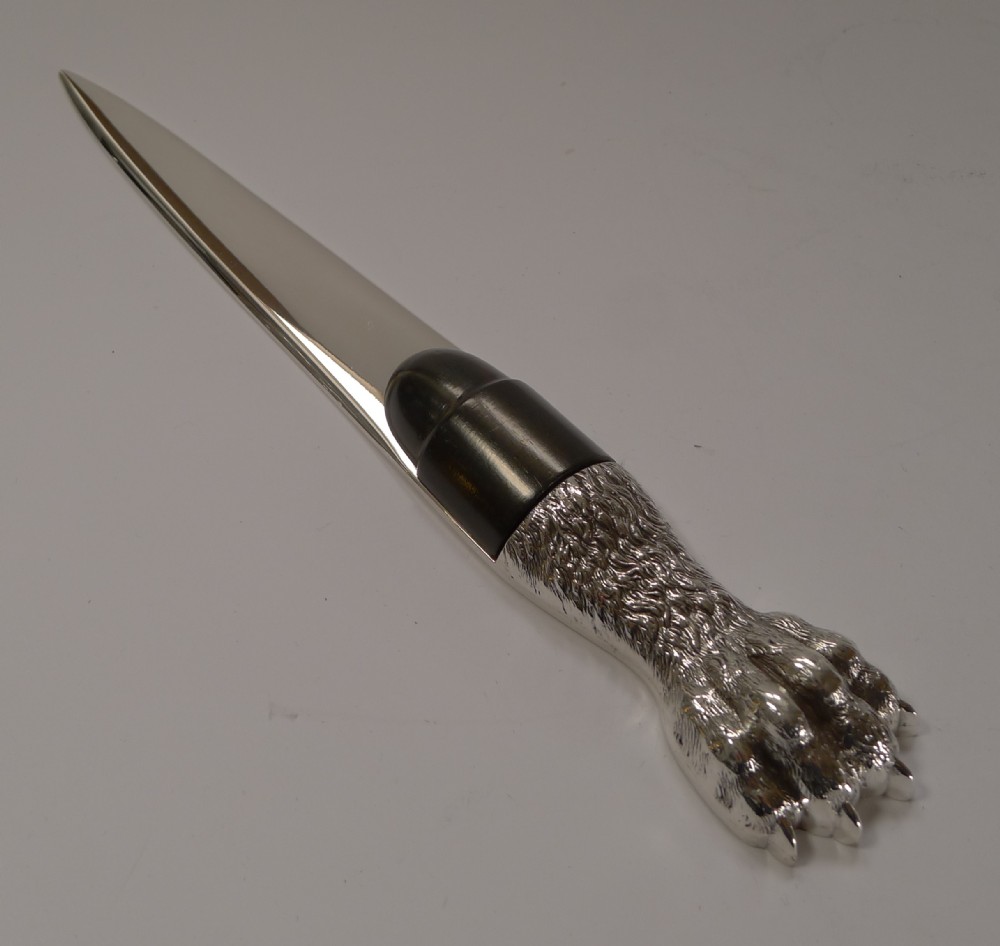 modernist gucci solid silver lion's paw letter opener