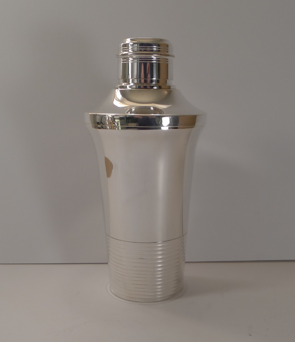 stylish french art deco silver plated cocktail shaker c1930