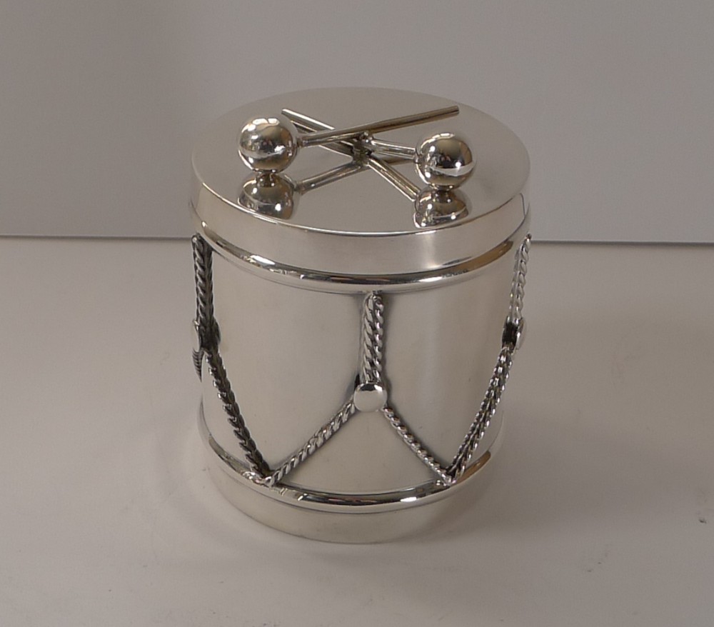 cartier sterling silver novelty drum box