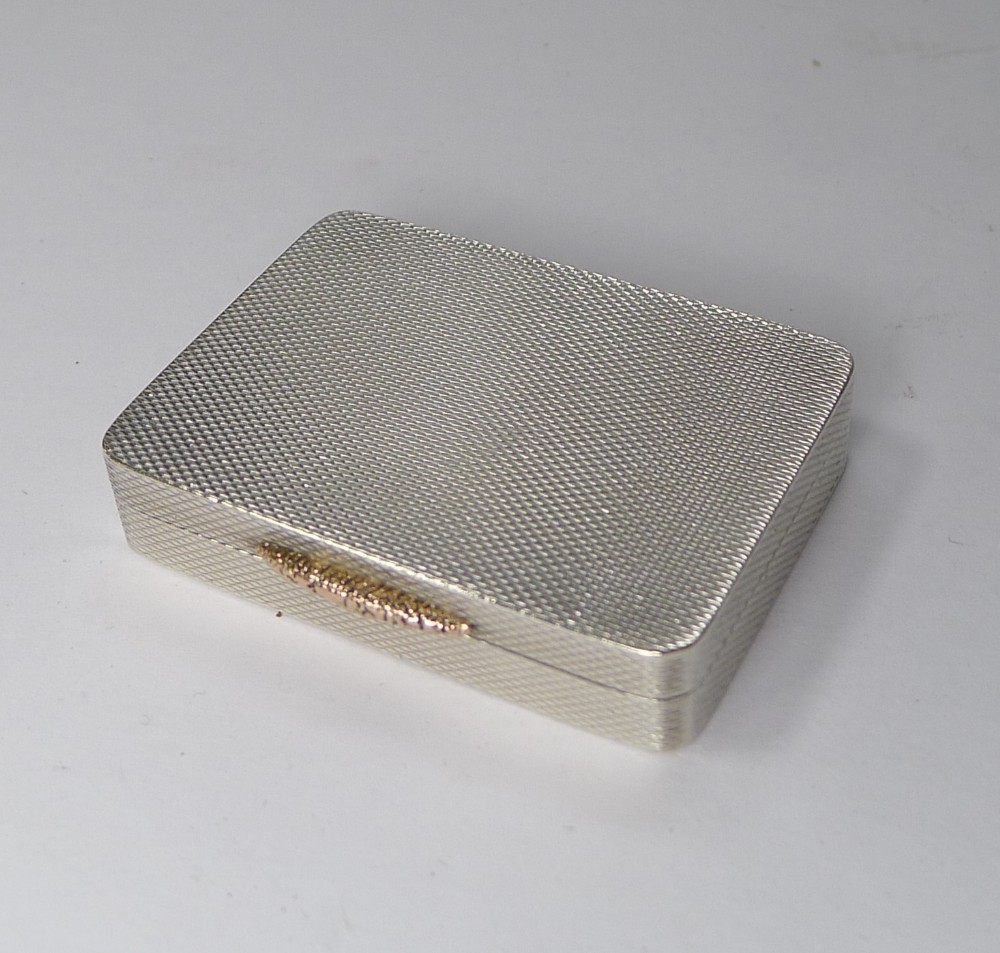 fine art deco solid silver gold pill box 1935