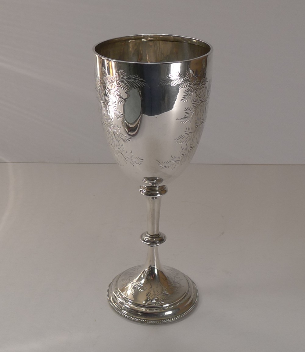 fine fern engraved sterling silver goblet 1883