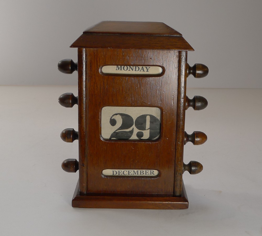 small mahogany desktop perpetual calendar c1910