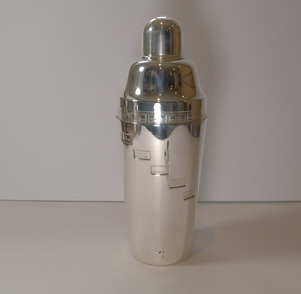 english art deco silver plated novelty recipe cocktail shaker c1930