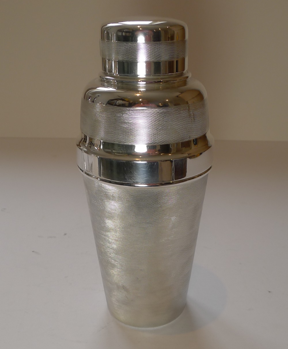 unusual english art deco engine turned cocktail shaker c1930