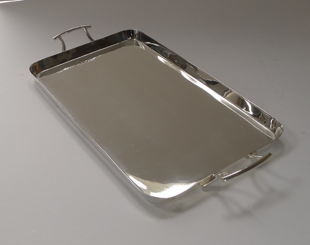 handsome art deco silver plated cocktail tray by walker hall
