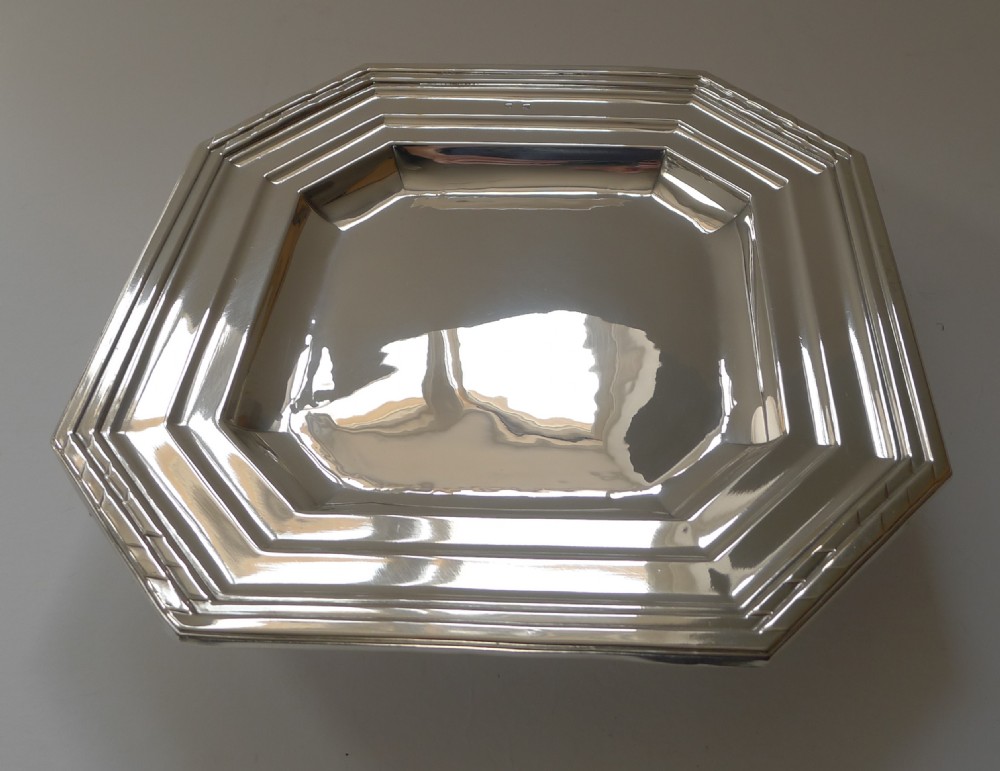 french art deco silver plated dish bowl tazza tray c1930