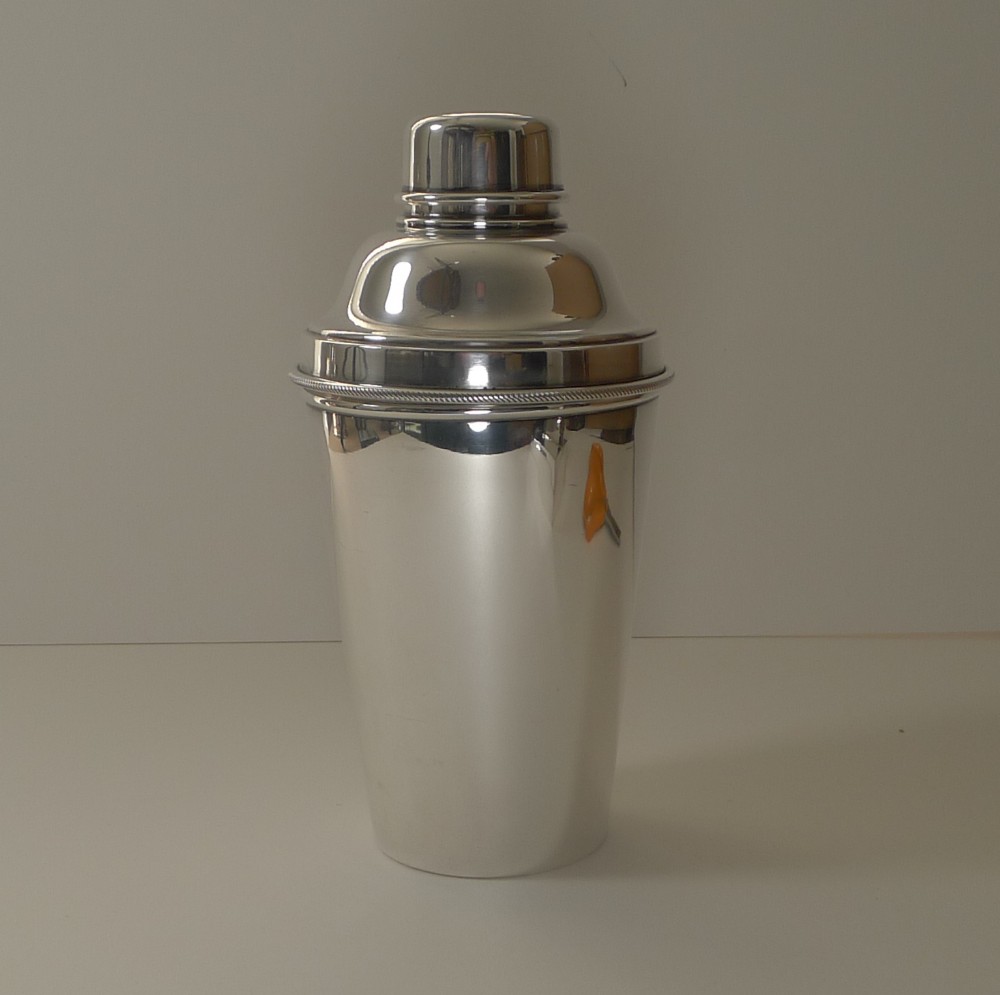 large english art deco silver plated cocktail shaker by james dixon sons