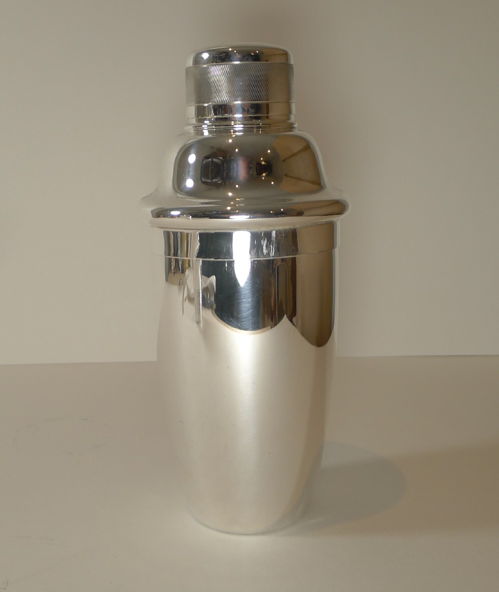 art deco silver plated cocktail shaker by israel sigmund greenberg c1930