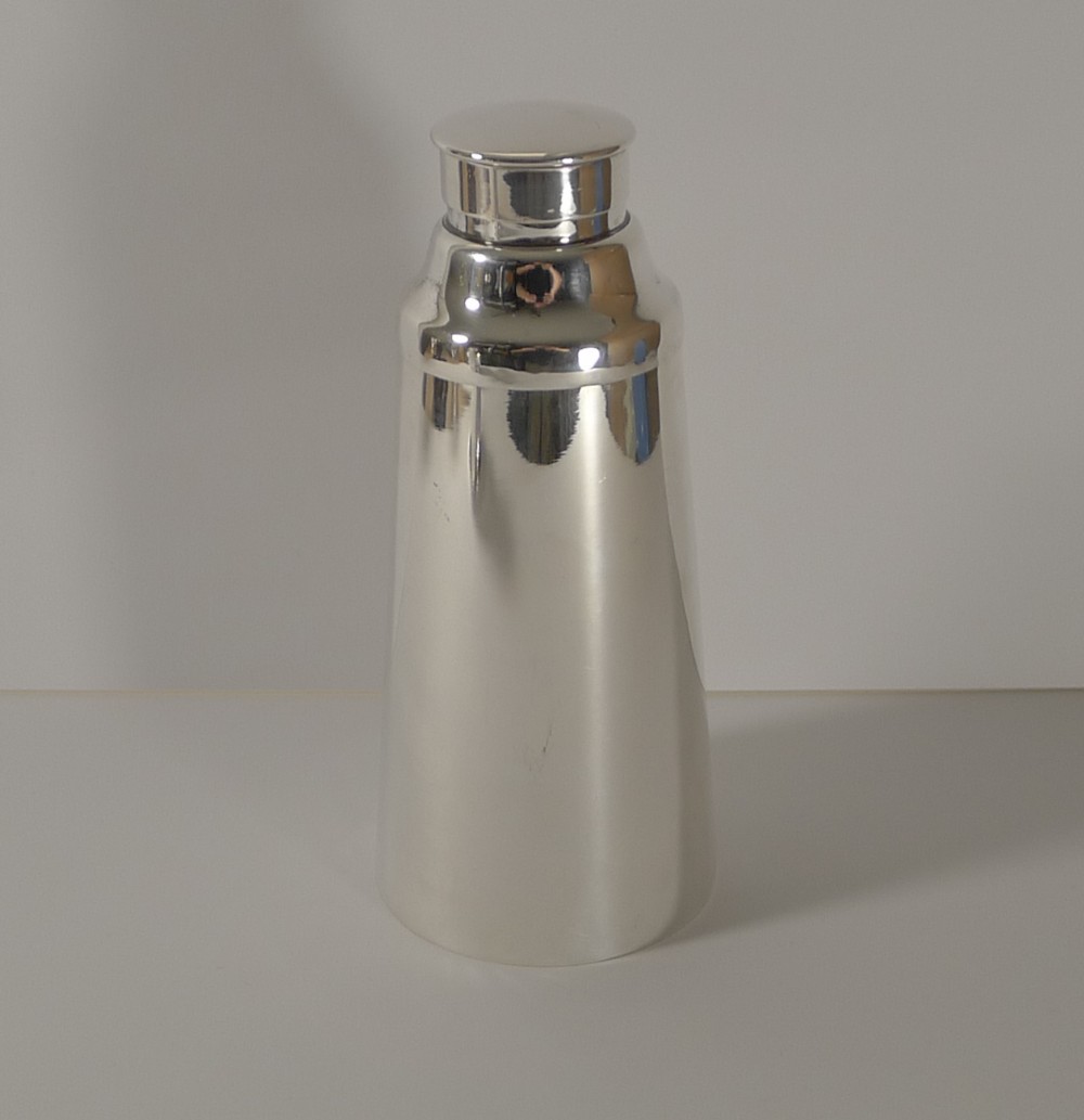 unusual english modernist silver plated cocktail shaker c1920