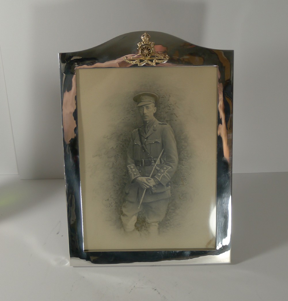 large antique english silver plated military photograph picture frame c1910